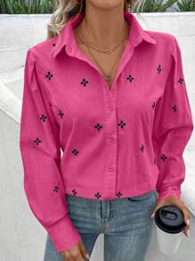 Women Blouses - 玫紅色 - 查看 4