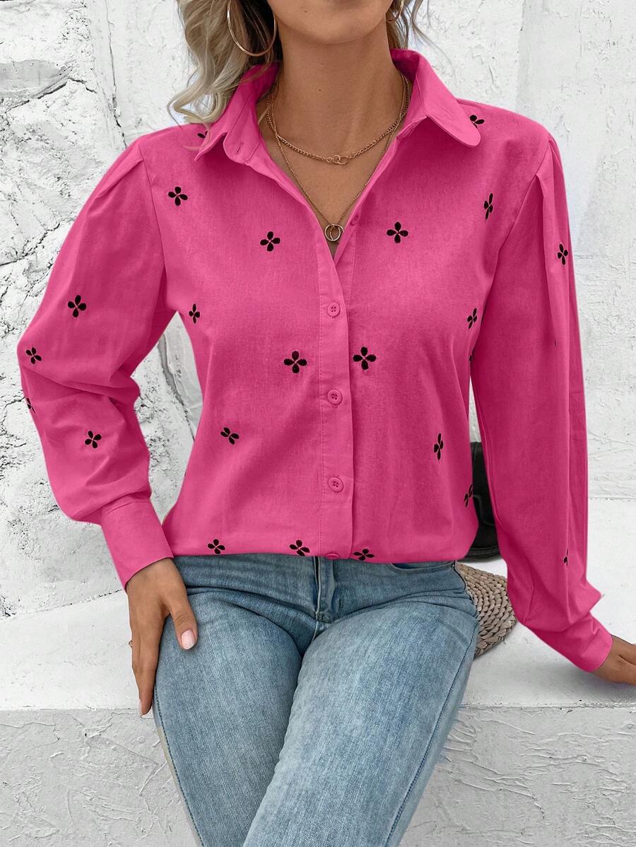 Women Blouses - 玫紅色 - 查看 1