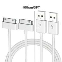 2 包 30 针充电器线兼容旧款 4 4S 3GS、iPad 和 iPod Classic 第 1 代 第 2 代 第 3 代、iPod Touch 第 4 代、iPod Nano 第 5 代 第 6 代、USB 快速充电和同步充电线 - 白色 - 查看 7