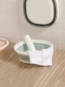 Foldable Basin Rack & 3pcs Different Sized Retractable Wash Basin Set(Random Color), For Home Use - Multicolor - View 2