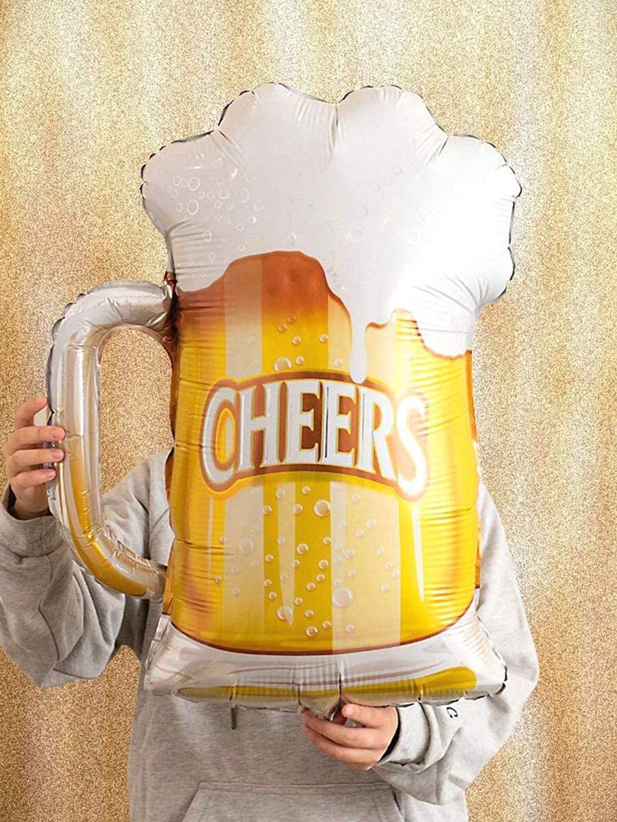 5pcs Cheers And Beer Mugs Balloon Set, Large Beer Mug Shaped Cheerful