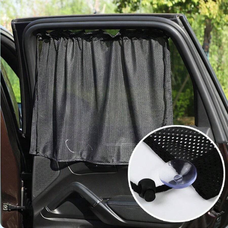 1pc Car Anti-UV Side Window Sunshades Car Window Shade Curtain Auto Front Rear Side Windshield Sun Block For Most Of Cars - Black - View 1