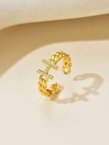 1個歐美風格的金屬紋理手鐲戒指,嵌有環狀英文字母,適合日常佩戴,也是送給朋友、妻子或女友的禮物 - 金黃色 - 查看 10