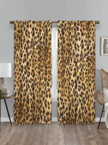 2pcs New Retro Faux Animal Fur Texture, High-Grade Polyester Digital Printed Pattern Decorative Curtain For Home, Four Seasons Universal - Multicolor - View 4