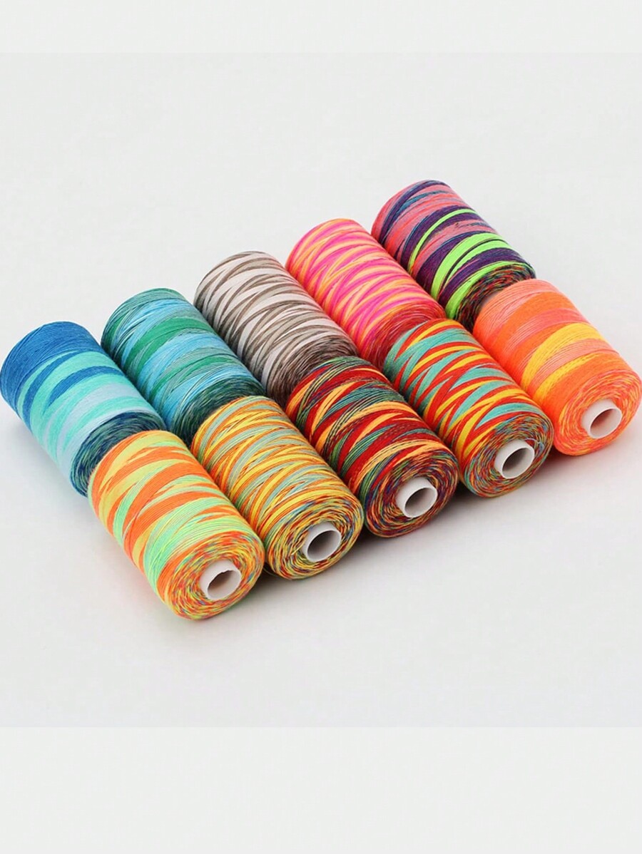 10 Pieces Rainbow Variegated Polyester Sewing Machine Thread All