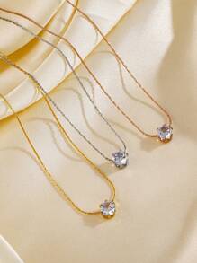 1 Peça Colar Pingente De Diamante De 6 Presilhas Em Aço Inoxidável Com Design Único No Estilo Europeu E Americano Banhado A Ouro, Adequado Para Uso Diário E Festa De Namoro