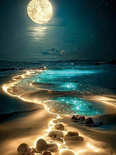 1 Set Kit di Pittura a Diamanti, Nuova Serie Paesaggio Marino, Mosaico di Diamanti 5D Completo Fai-da-Te, Kit Punto Croce, Decorazione per la Casa, Disponibile in Diverse Dimensioni, Senza Cornice