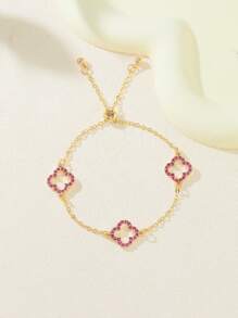 Conjunto de pulsera y tobillera con forma de trébol calado y decorado con rhinestones (se venden por separado) - Regalo para San Valentín, mamá, madre, Día de la Madre