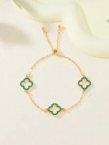 Conjunto de pulsera y tobillera con forma de trébol calado y decorado con rhinestones (se venden por separado) - Regalo para San Valentín, mamá, madre, Día de la Madre