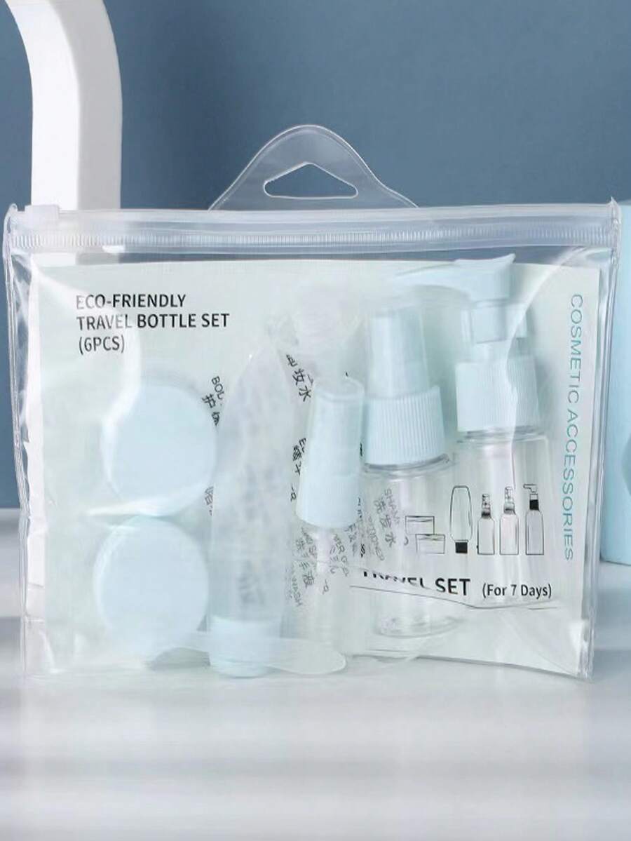 5sets Portable Travel Bottles For Cosmetics, Pressed Spray Bottles, Small Spray Pots, Cosmetic Packaging Bottles - Blue - View 1