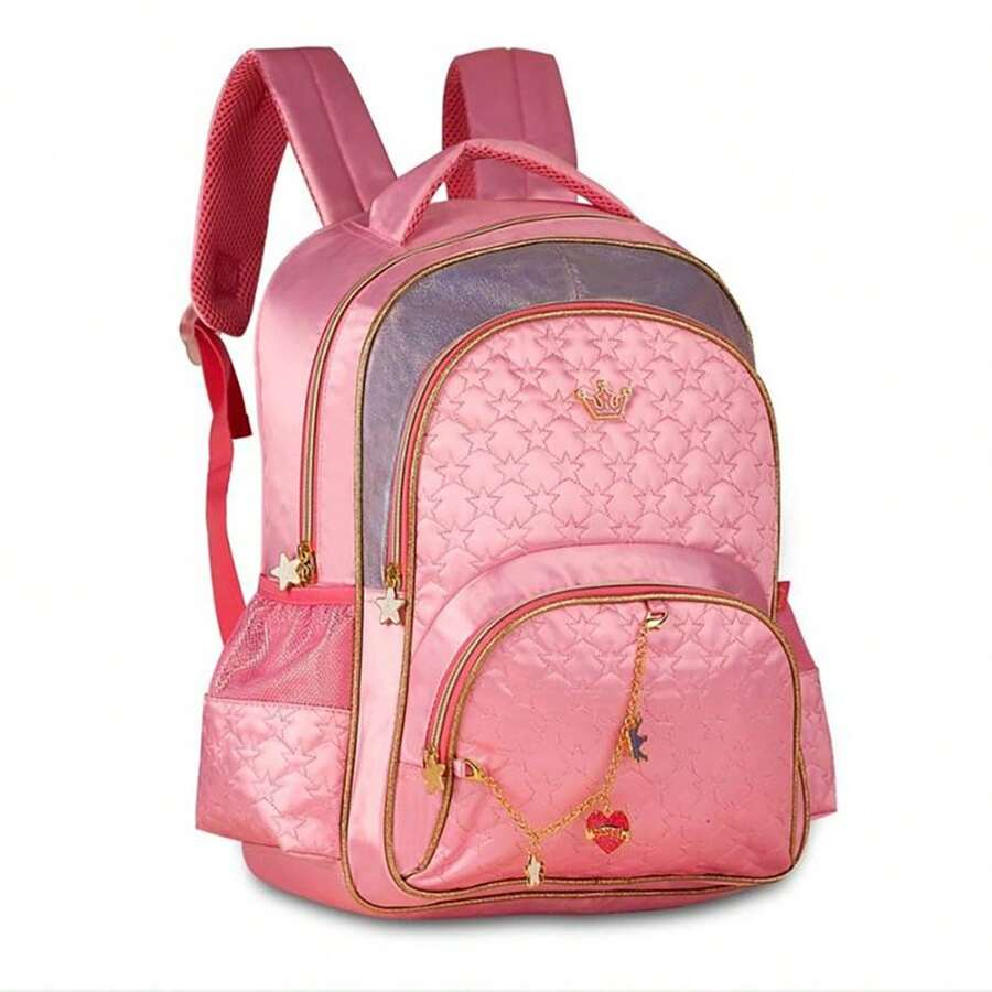 Loja Megalomania Mochila De Costas Sweet Queen Menina Escolar Juvenil Estrela material escolar material escola papelaria - Pink - Visão 1