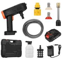 Hidrolimpiadoras sin cable 48V 464PSI Hidrolimpiadora portátil a batería Hidrolimpiadora de alta presión para lavar coches Limpiar suelos Regar flores Pistola Inalámbrica Hidrolavadora Portátil Batería Litio 48v - Negro - Ver 7