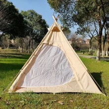 Three-Season Cotton Canvas Adult Camping Tipi Pyramid Tent For 2 Persons - Beige - View 6