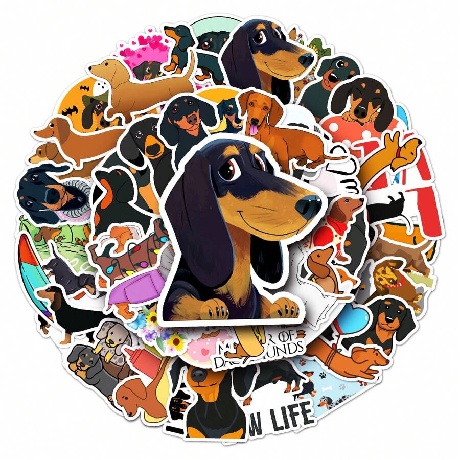 50pcs Cute Puppy Stickers, Waterproof Sticker For Kids, Small Stickers For Water Bottles, Laptop And Baggage. Funny Sticker Packs Without Repeat. Stickers Set For Water Bottles. - Black - View 1