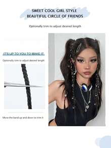 Clip In Braided Hair Extensions 20" Box Braids Extensions Synthetic Hairpieces For Women Daily Wear - Natural Black - View 4