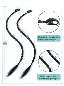 Clip In Braided Hair Extensions 20" Box Braids Extensions Synthetic Hairpieces For Women Daily Wear - Natural Black - View 6