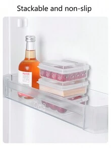 1pc Daily Home Cheese Organiser Fridge With Lid Food Crisper Cream Slice Portion Storage Box Onion Ginger Garlic Spice Storage Box - White - View 6