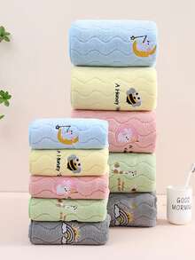 4入組刺繡's'圖案浴巾套裝,2條浴巾和2條手巾。採用珊瑚細毛製成,吸水性高,不褪色。柔軟,親膚,適合日常家居使用。套裝包括35*75cm手巾和70*140cm浴巾,非常適合浴室使用。 - 綠色 - 查看 8