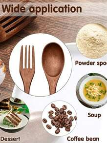 6pcs Wooden Salad Forks & Spoons Set, 22.5cm/8.8inch,Kitchen,Christmas Gift