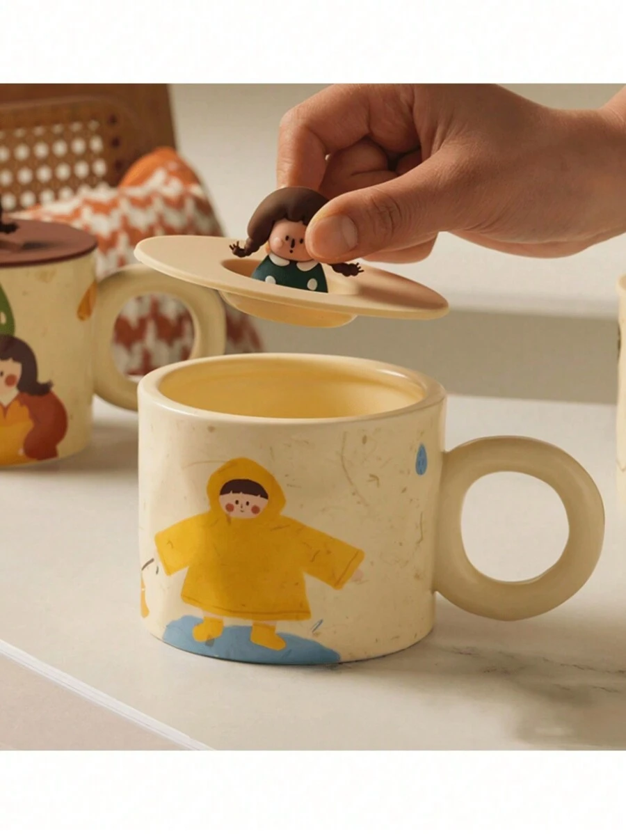 1入組14盎司可愛陶瓷杯,espresso杯,kawaii杯,咖啡杯,茶杯,牛奶杯,最佳辦公室和個人生日以及情人節禮物