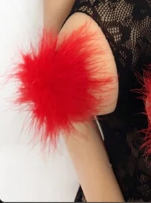 1 Pair Sexy Feather Nipple Cover Pasties For Lingerie Accessories - Red - View 6