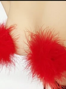 1 Pair Sexy Feather Nipple Cover Pasties For Lingerie Accessories - Red - View 2