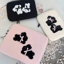 Bolsa De Laptop/tableta Ipad Con Estilo Ins Con Lindo Estampado De Conejo Y Lazo, Capacidad De Almacenamiento Interna Para 11/13 Pulgadas