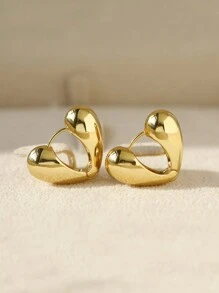 1 Pair Niche Design Old Money Style Metal Heart Hoop Earrings Suitable For Women's Daily Wear - Earrings - View 8