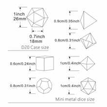 D20金屬中空盒+7枚金屬骰子組,便攜式桌遊骰子迷你套裝 - 銅色 - 查看 2