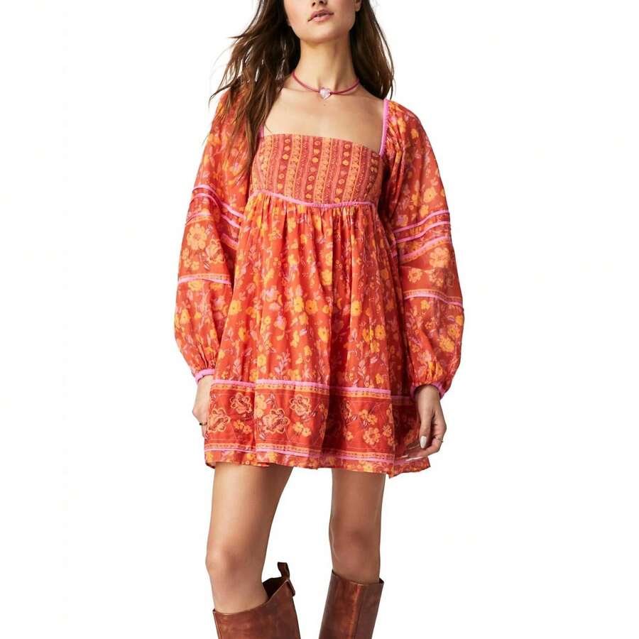 Free People Endless Afternoon Mini Dress In Orange - Orange - View 1
