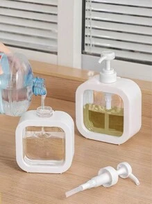 1pc 500ml Large Capacity Empty Bottle For Shower Gel/Shampoo/Hand Soap With Pump For Refill, Light And Luxury - White - View 9
