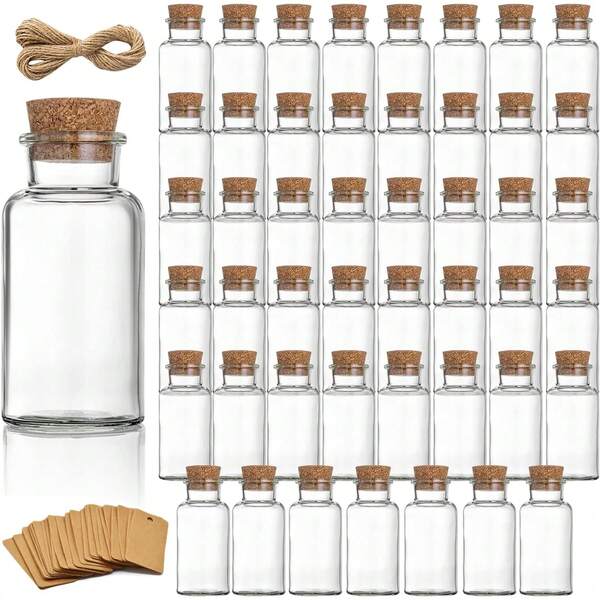 30 Pezzi Bottiglie In Vetro Con Tappo Di Sughero, Bottiglie Di Vetro Da 25ml Per Desideri, Messaggi E Artigianato, Decorazione, Bomboniere Per Feste, Desideri Di Matrimonio