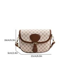 SHIMEINI 1pc Fashion 2025 New Style Retro Flower Pattern Asymmetrical Shoulder Crossbody Saddle Bag, Suitable For Women Daily Use, Work Commute, Travel, Holiday, Date, Gift - White - View 6