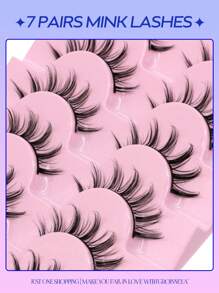 GROINNEYA 7 pares de pestañas postizas de mink sintético con aspecto natural Manga, pestañas 3D voluminosas y suaves con cruce delicado para maquillaje de fiesta y viaje (MA10)
