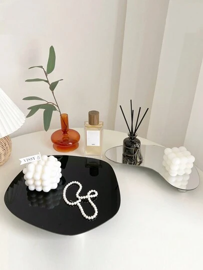 2pcs Acrylic Tray Serving Dish Tray Earring Dish Serving Tray Candlestick Plate Jewelry Organizer Tray Ornate Tray Ceramic Jewelry Tray Acrylic Storage Tray Aromatherapy Base Iron