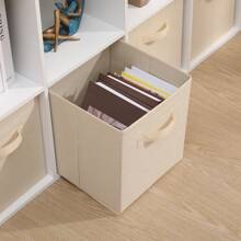 Foldable Storage Boxes Set Of 2,Non-Woven Fabric Storage Box Set,Storage Drawers For Cube Storage Unit,26.5x26.5x28 Cm - Beige - View 5
