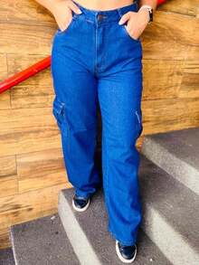 Women Jeans - 寶藍色 - 查看 2