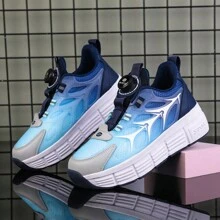 PHTEER Zapatillas De Deporte Para Niños 2 En 1 Con Ruedas, Zapatos Deportivos Multifuncionales Para Caminar Y Patinar, Zapatos Con Ruedas Para Niños - Azul - Ver 3