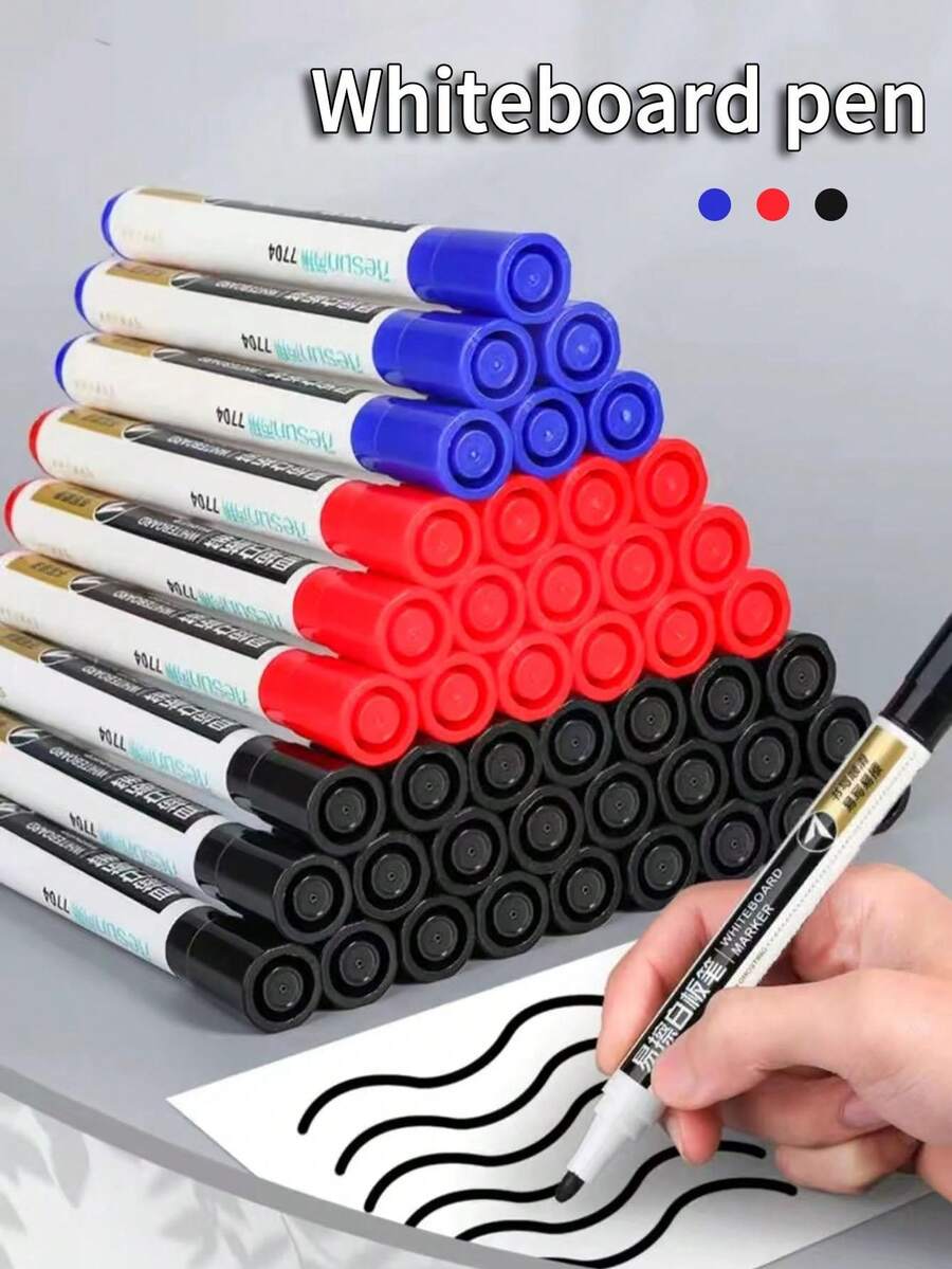 Black 10Pack Whiteboard Markers, With Broad Nibs And High Ink Capacity For Easily Wiping And