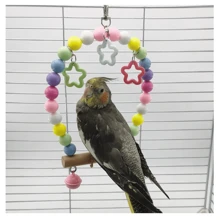 鸚鵡啄木鳥秋千,掛玩具,亞克力珠寶,馬卡龍秋千玩具,鸚鵡籠子,底座,遊戲場地,隨機顏色 - 彩色 - 查看 4