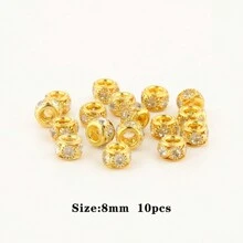 18k 镀金赤铁矿珠不对称圆形心形立方体圆珠隔珠适用于珠宝制作 DIY 手链项链 - 金色 - 查看 18