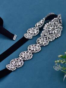 1 pieza Cinturón de boda, cinturón de strass de plata y perlas falsas hecho a mano, accesorio de vestido de noche, accesorio europeo y nupcial. Accesorios del Día de San Valentín - cinturón de boda de diamantes - Ver 10