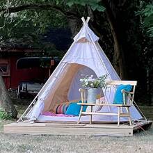 Three-Season Cotton Canvas Adult Camping Tipi Pyramid Tent For 2 Persons - Beige - View 3