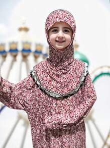 Pañuelo para la cabeza con patrón de flor pequeña de ciruelo rosa, elástico, cómodo, con dobladillo ancho y largo, adecuado para uso diario al aire libre y en el hogar, para niñas, adolescentes y mujeres
