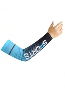 1pair Ice Silk Anti-Uv Sleeves For Summer, Thin Outdoor Sports Arm Sleeves For Sun Protection While Driving - Blue - View 2