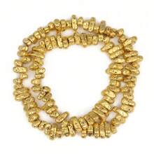 18k 镀金赤铁矿珠不对称圆形心形立方体圆珠隔珠适用于珠宝制作 DIY 手链项链 - 金色 - 查看 20