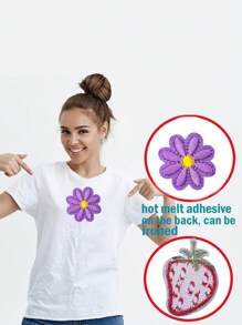 12 cái Phối màu Thêu Daisy , Sắt-Bật Đèn treo tường Đối với Quần áo , Ba lô , Mũ , Giày dép , Trang trí DIY - Nhiều màu - Xem 4