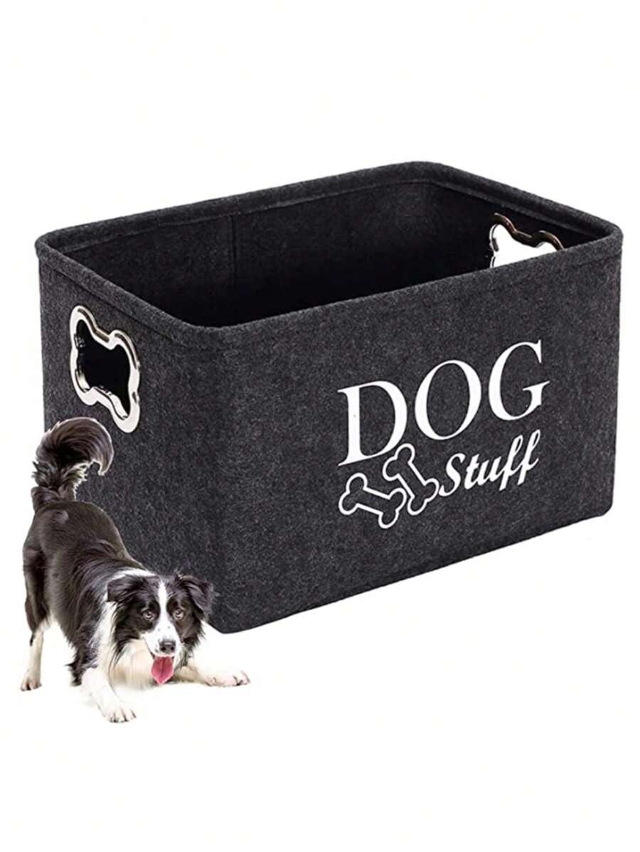 1 Pièce Boîte De Jouet Pour Animal De Compagnie En Feutre À Poignée En Métal, Panier De Rangement De Jouet Pour Animal De Compagnie, Organisateur De Rangement De Vêtements - Et Produit De Feutre En Métal Résistant