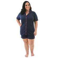 Plus Size Pajama Sets - 藍色 - 查看 2