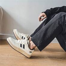 Men's Breathable Soft Bottom, Thick Sole, Non-Slip, Leather, Low Top, Casual, Sports, Sneakers, Men's Loafers